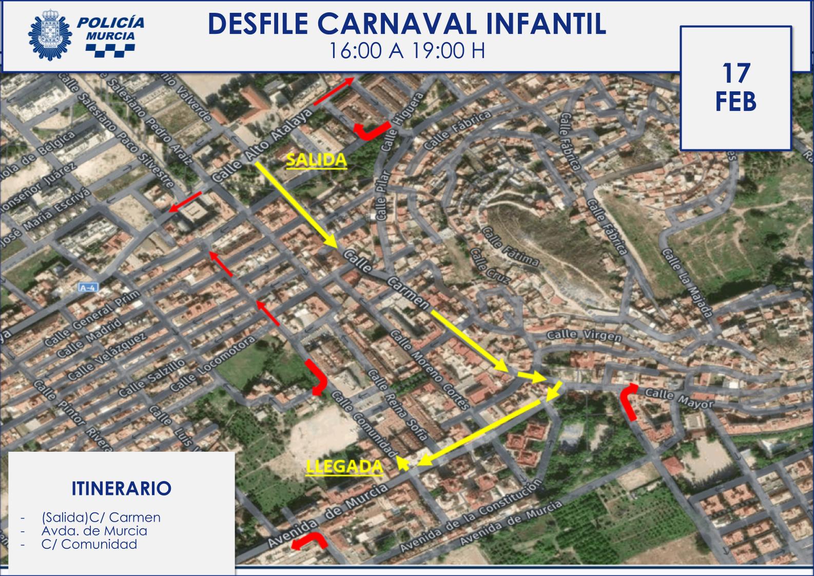 Mapa con itinerario del desfile