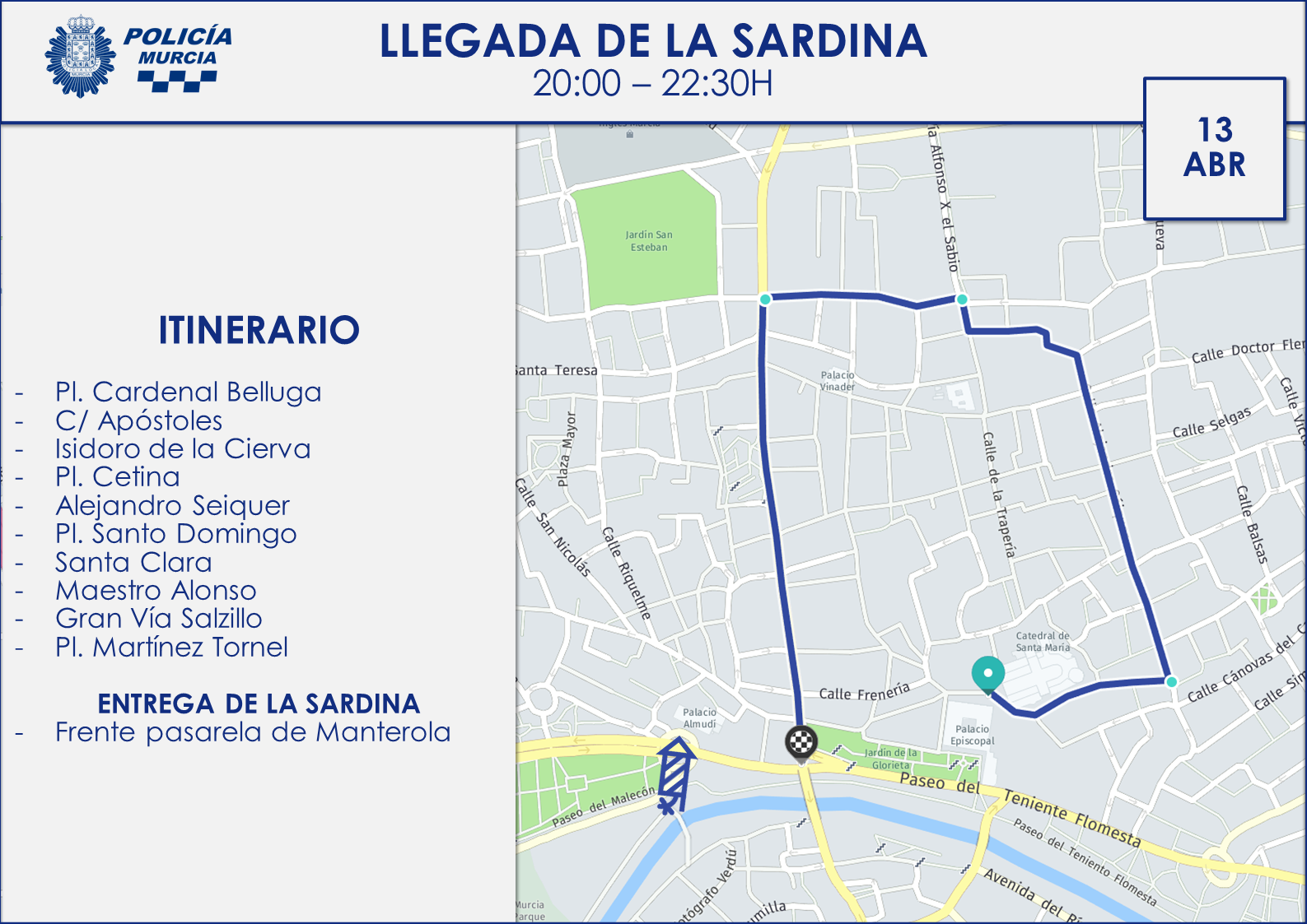 Plano con itinerario del desfile