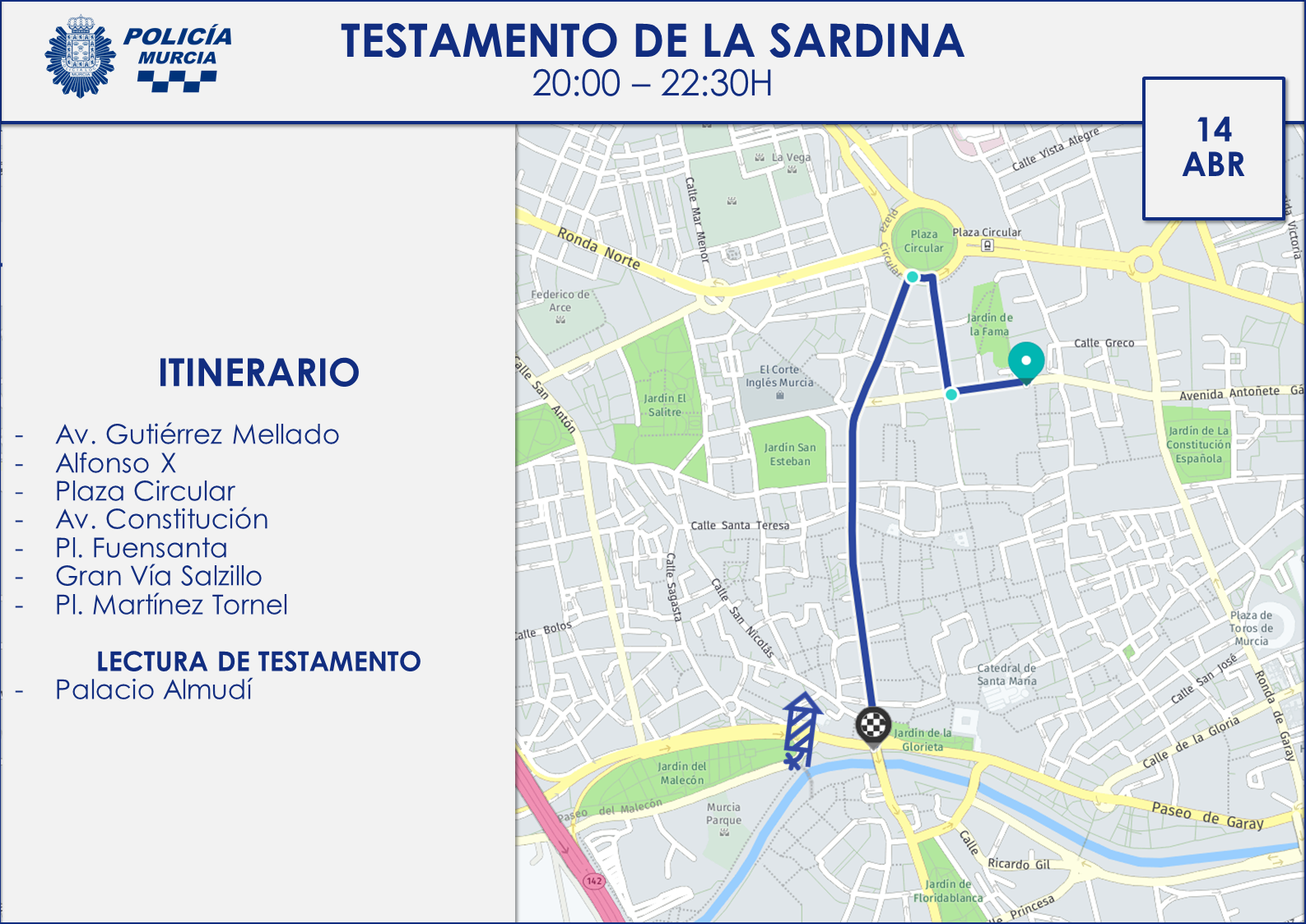 Mapa con itinerario del desfile