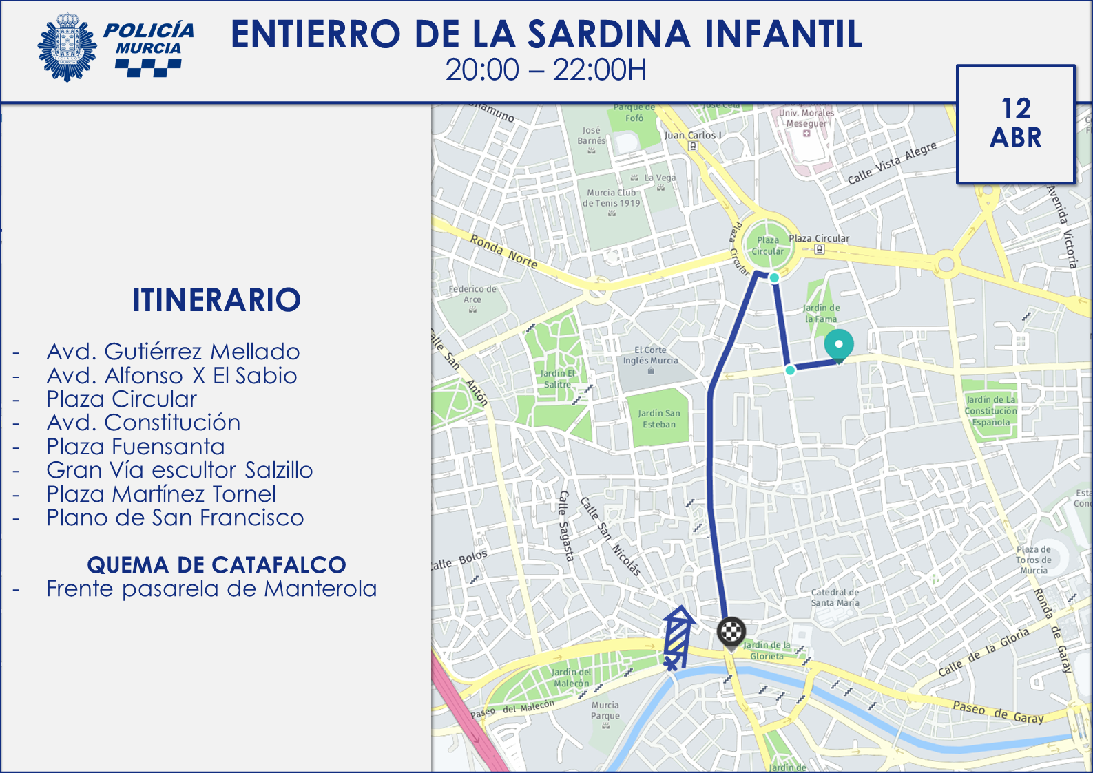 Plano con itinerario del desfile