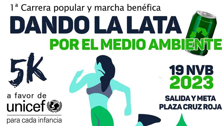 Cartel anunciador de la carrera con la fecha y distancia 5k