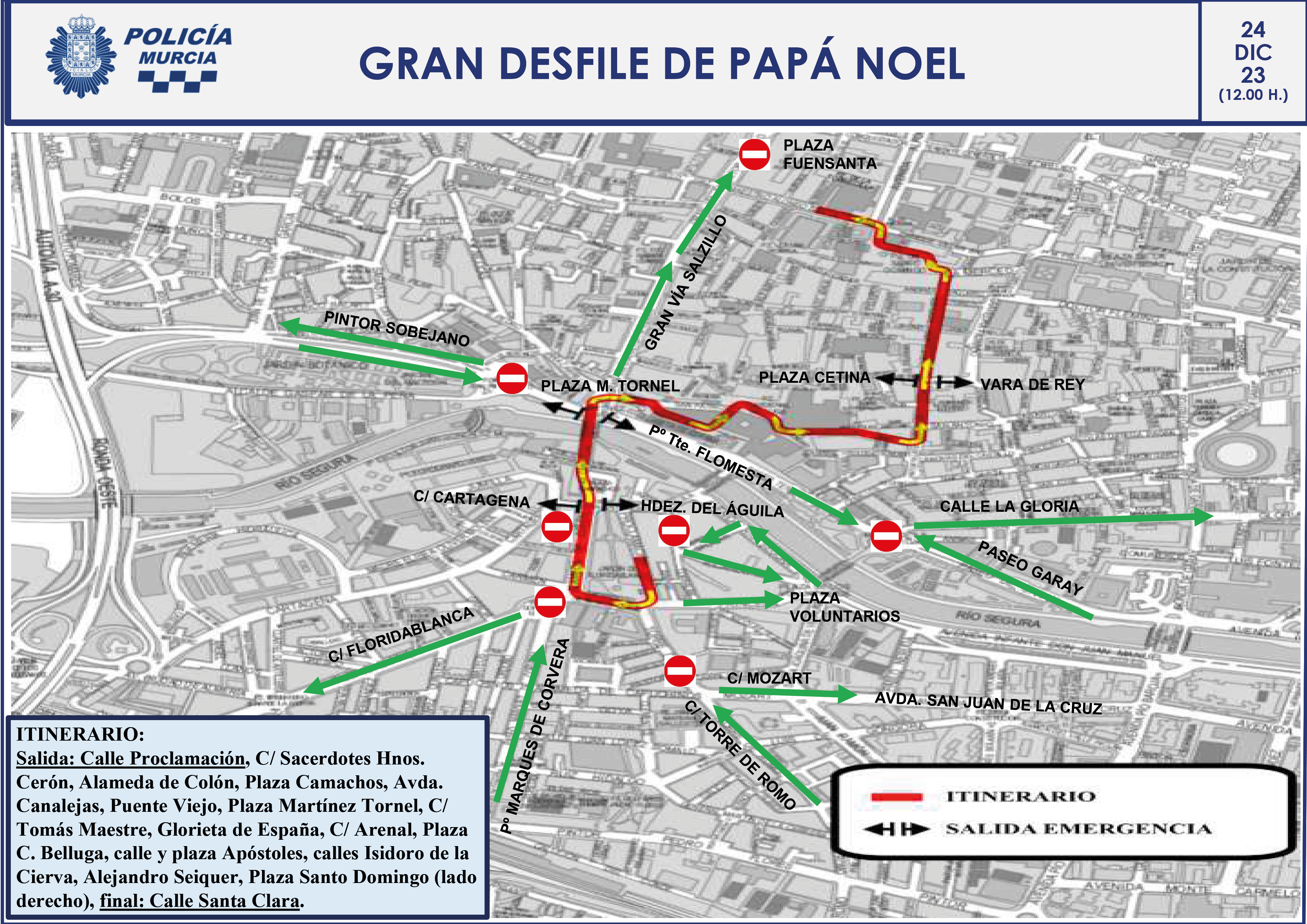 Plano con el recorrido del desfile