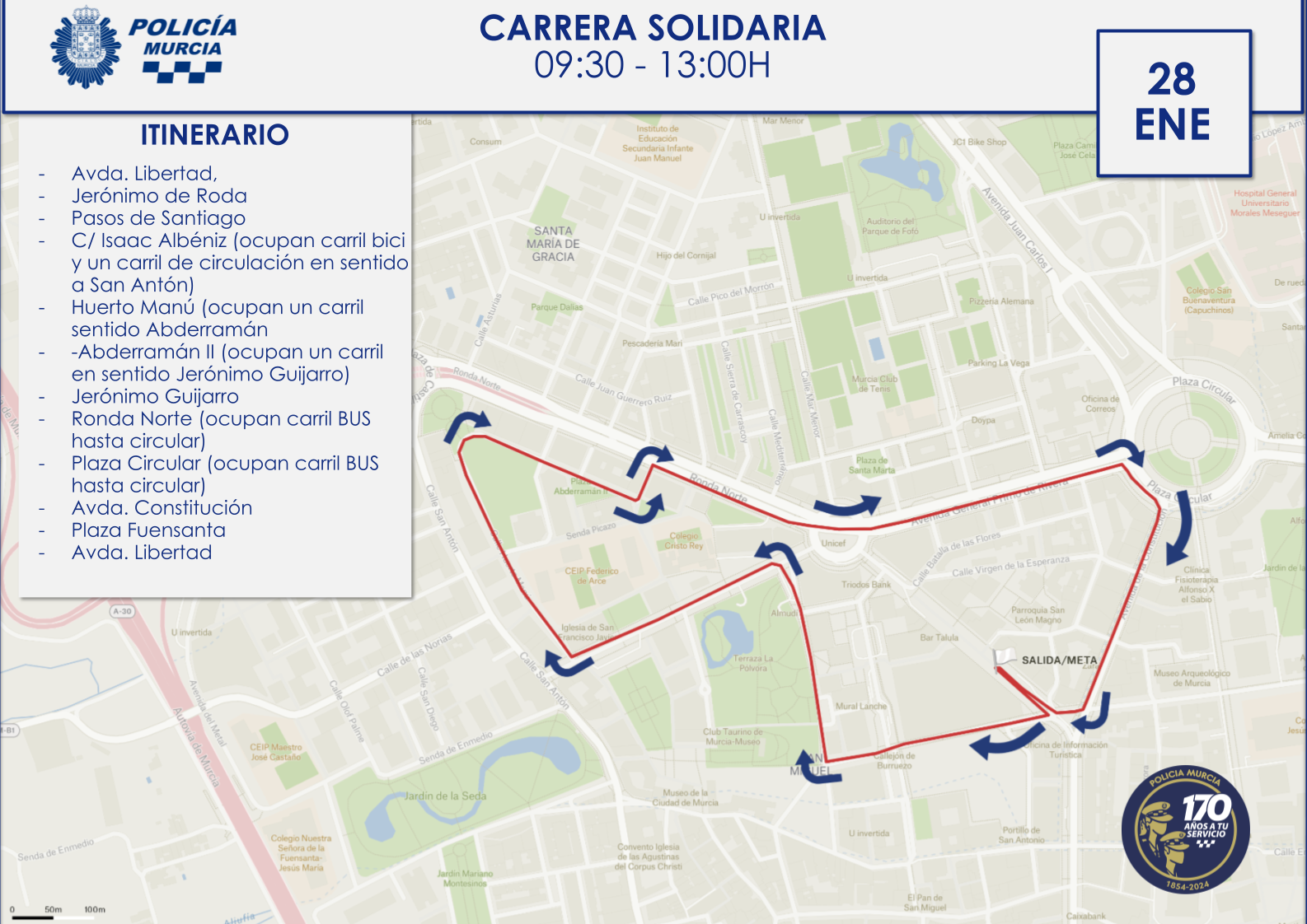 Plano con el recorrido de la carrera