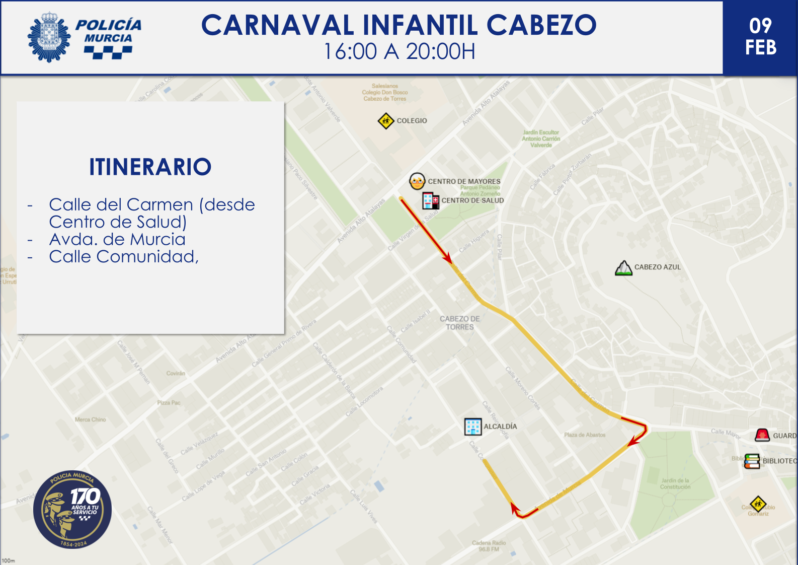 Mapa con itinerario del desfile