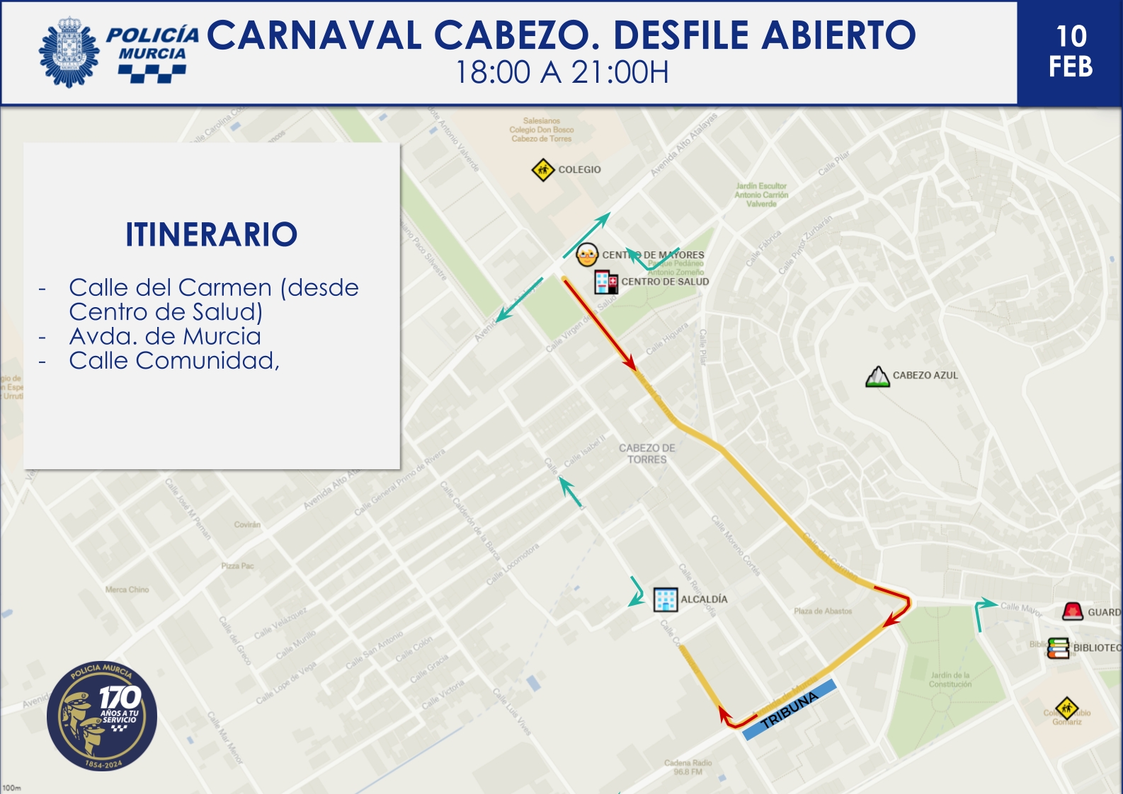 Mapa con itinerario del desfile