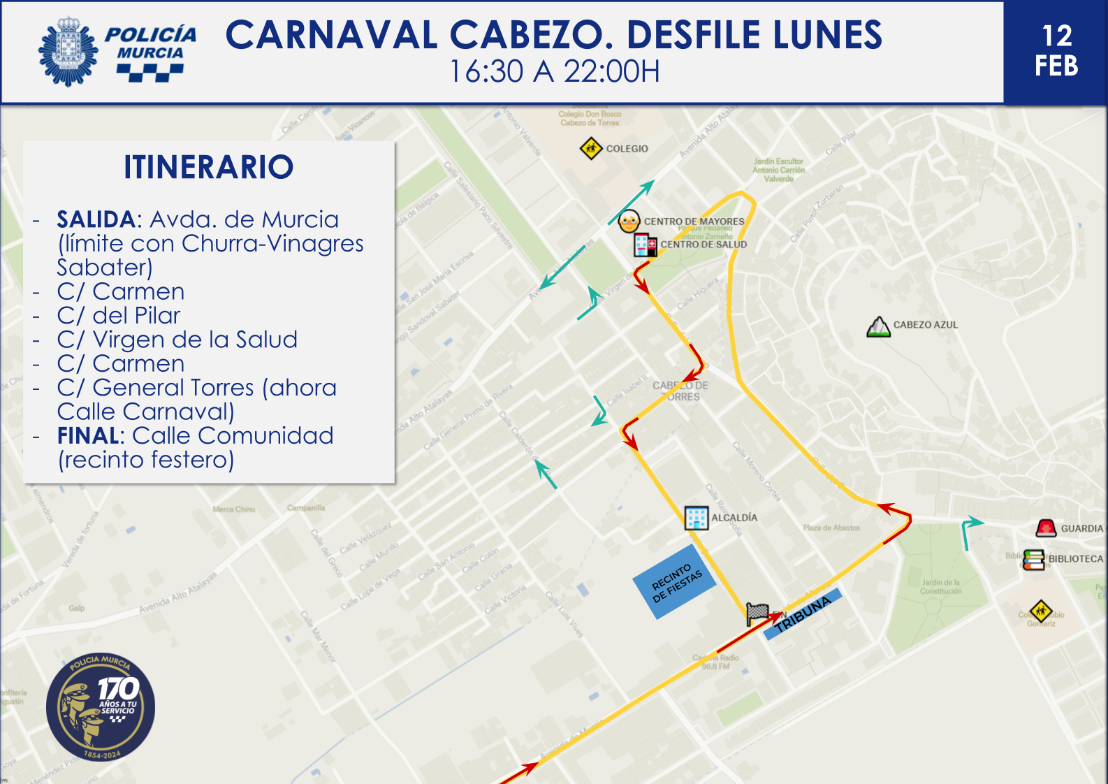 Mapa con itinerario del desfile