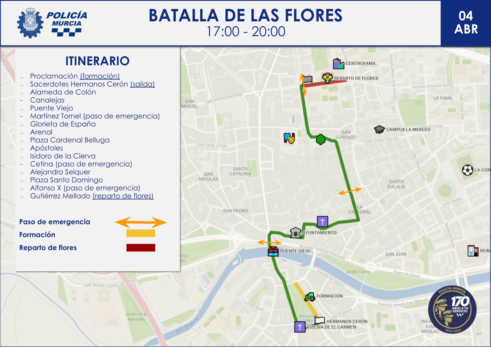 Plano con el recorrido del desfile