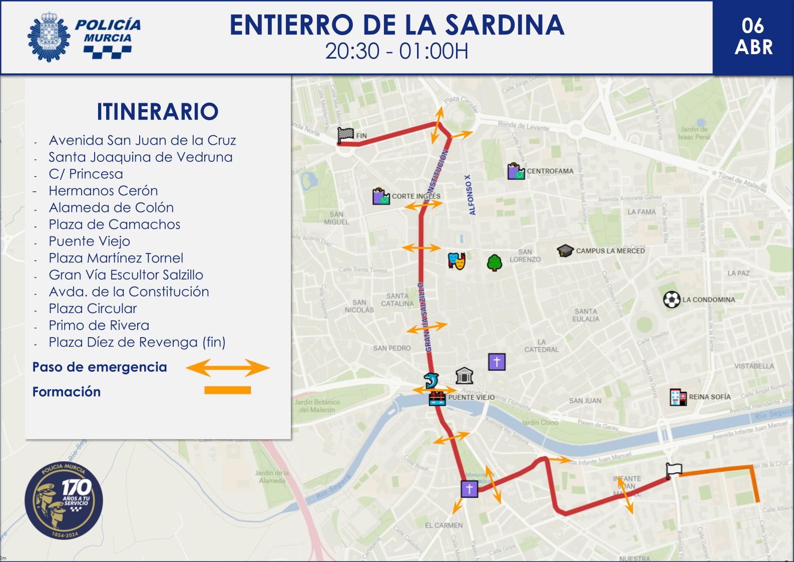 Plano con el recorrido del desfile