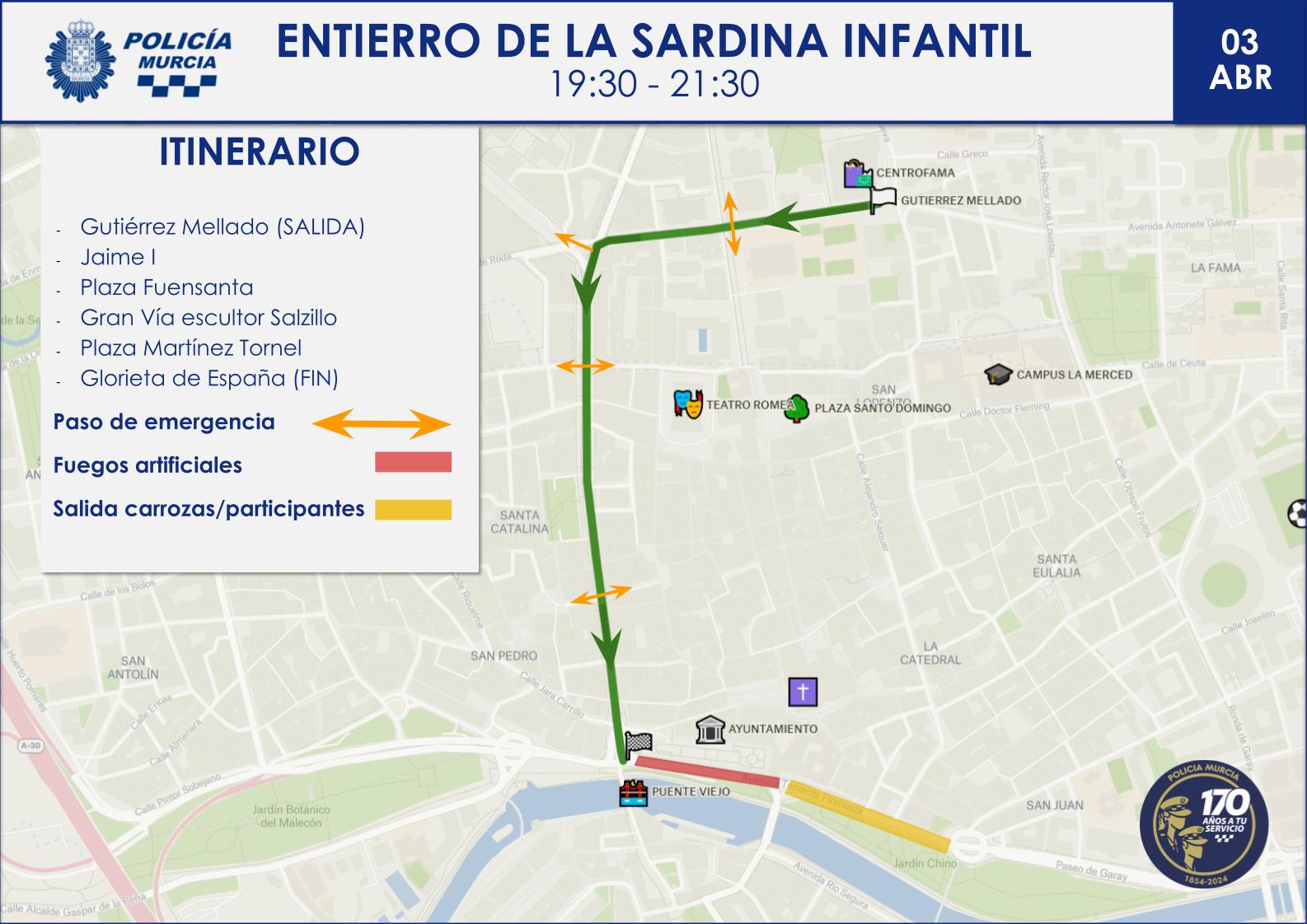 Plano con el recorrido del desfile